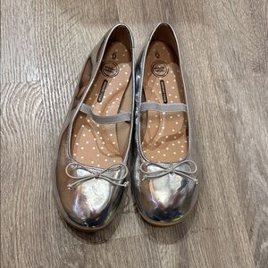 Wonder Nation Metallic Ballet Flats with Bow